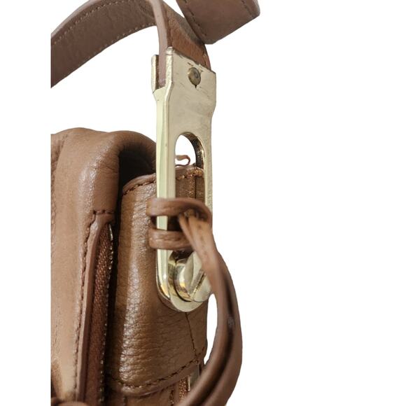 Vince Camuto Leather Crossbody Bag Brown Gold Hardware Adjustable Strap - Picture 4 of 8